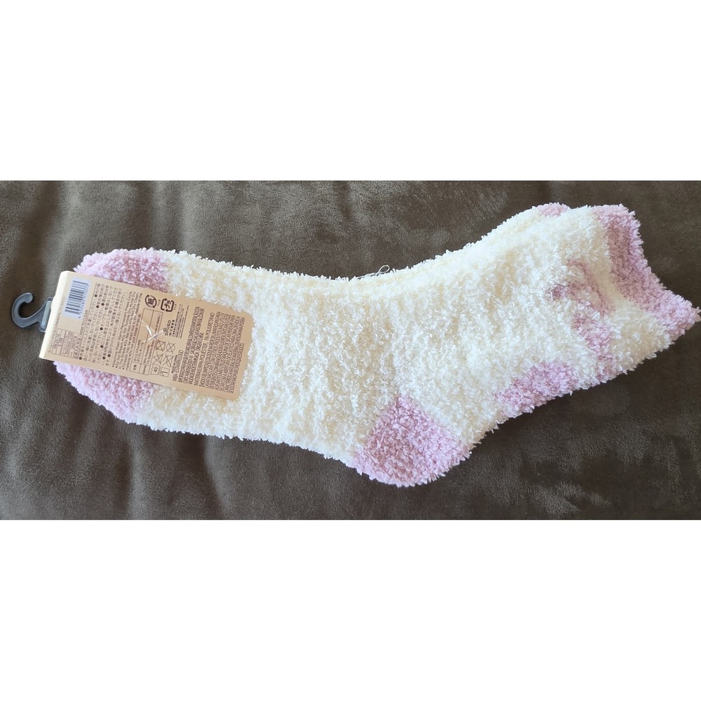NWT DAISO Women's Pink White Novelty Crew Socks NWT Ankle Fun